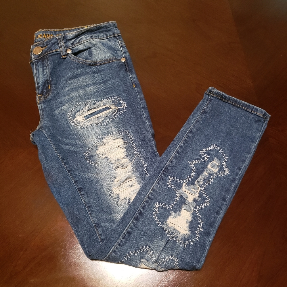 VIP Rip n Repair Distressed Jeans